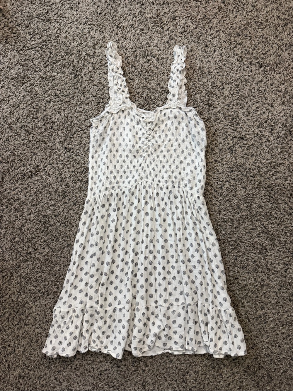White Printed Tiered Sundress with Ruffled Straps